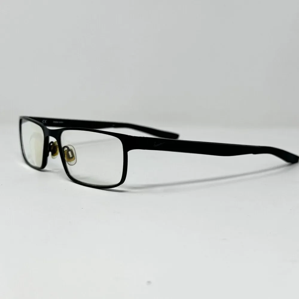 Nike 8131 001 Black Rectangular Metal Eyeglass Frames 53-17-140